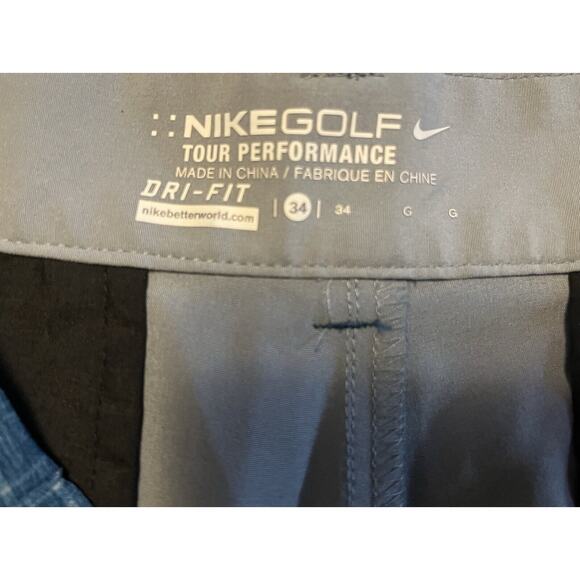 Nike Golf Mens Tour Performance Dri Fit Blue Plaid Shorts Size 34 Golf Preppy - Picture 6 of 11